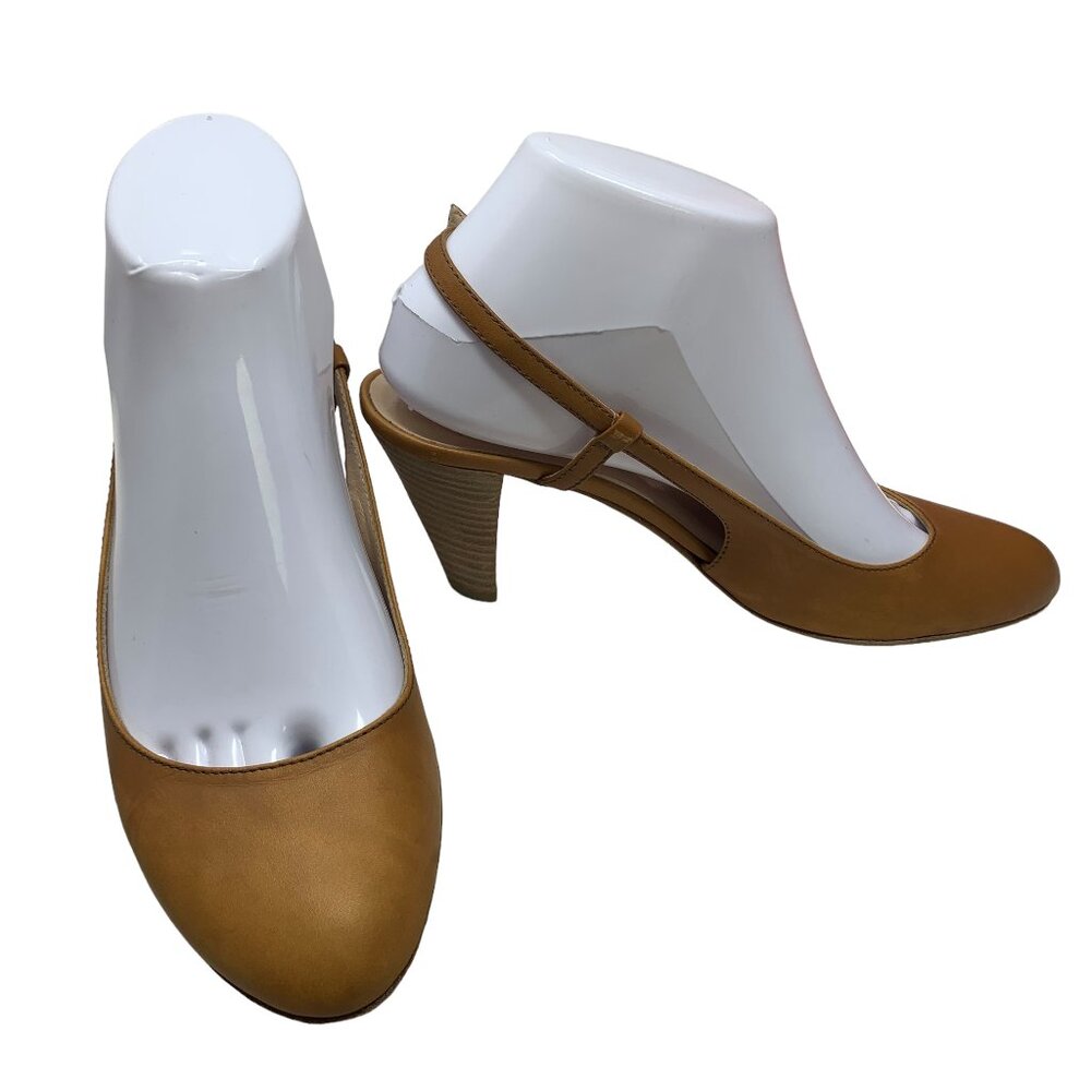 BALLY Switzerland Cognac Leather‎ Slingback Heels